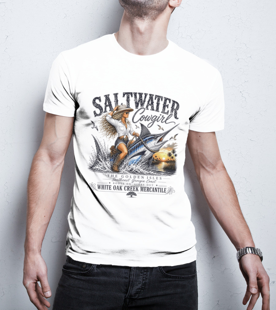 Saltwater Cowgirl The Golden Isles Southern Dream Coast White Oak Creek Mercantile T-Shirt