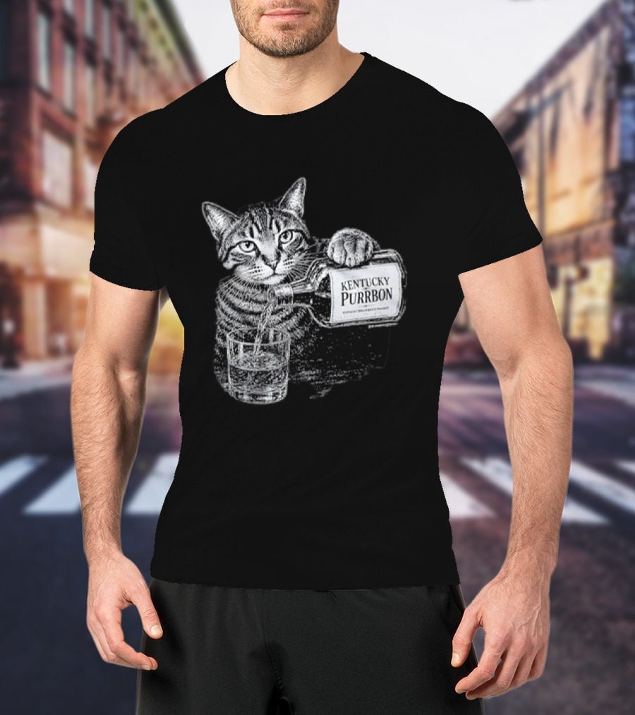 Kentucky Purrbon Cat Pouring Whiskey Bourbon T-Shirt