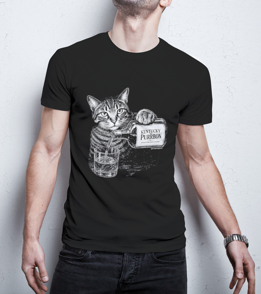 Kentucky Purrbon Cat Pouring Whiskey Bourbon T-Shirt