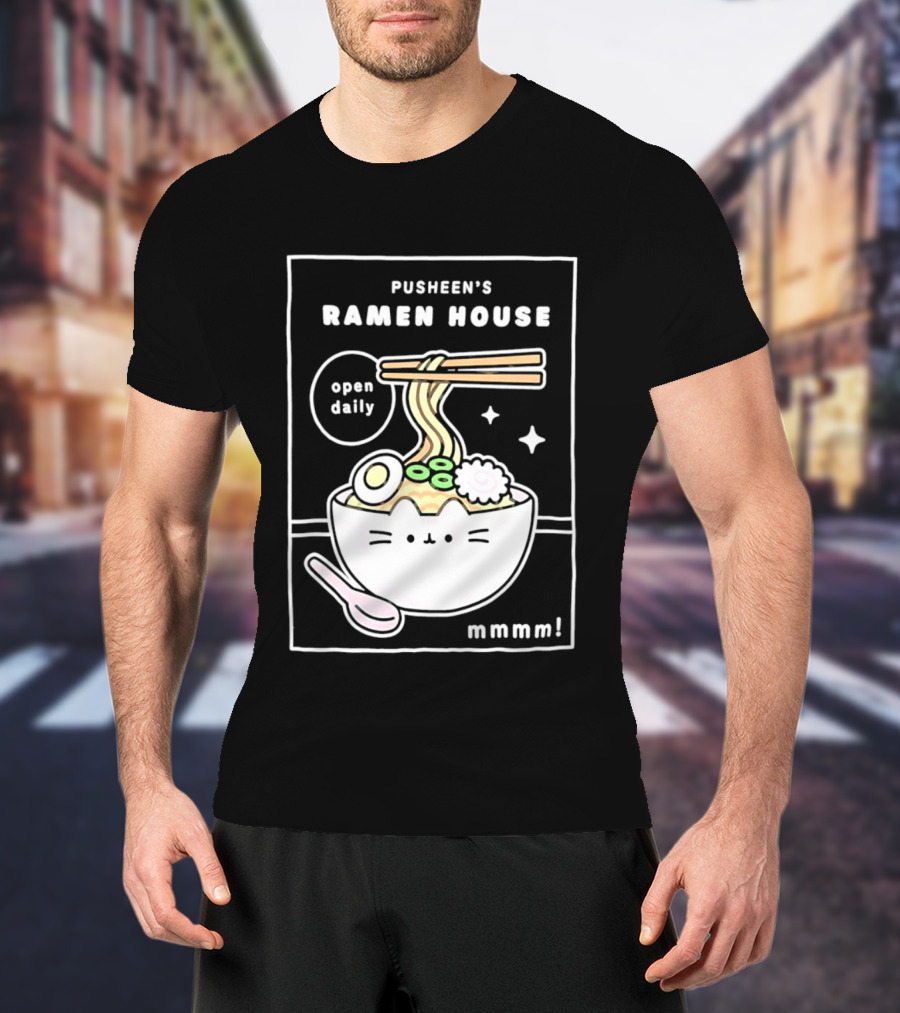 Pusheen's Ramen House Open Daily Noodles Kawaii Mmmm T-Shirt