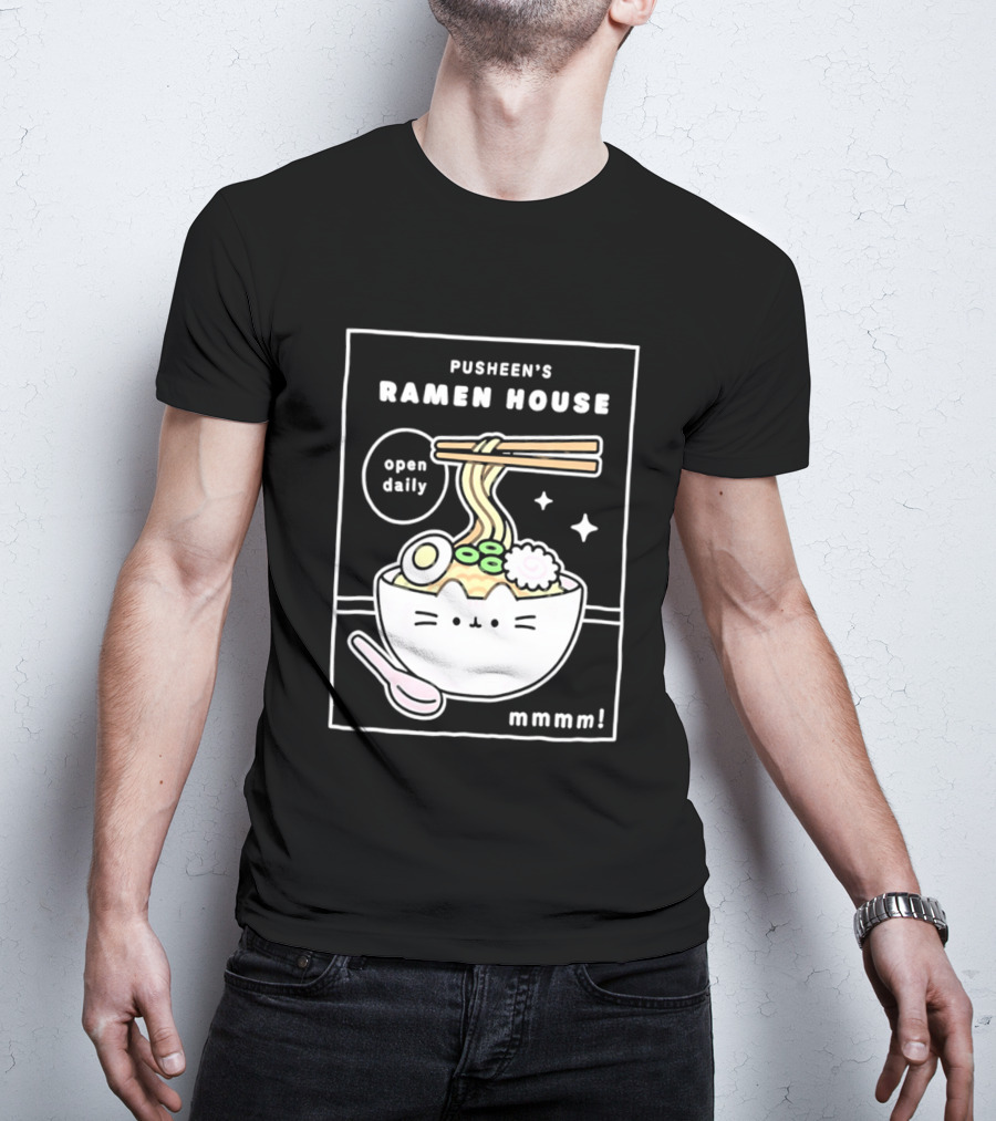Pusheen's Ramen House Open Daily Noodles Kawaii Mmmm T-Shirt
