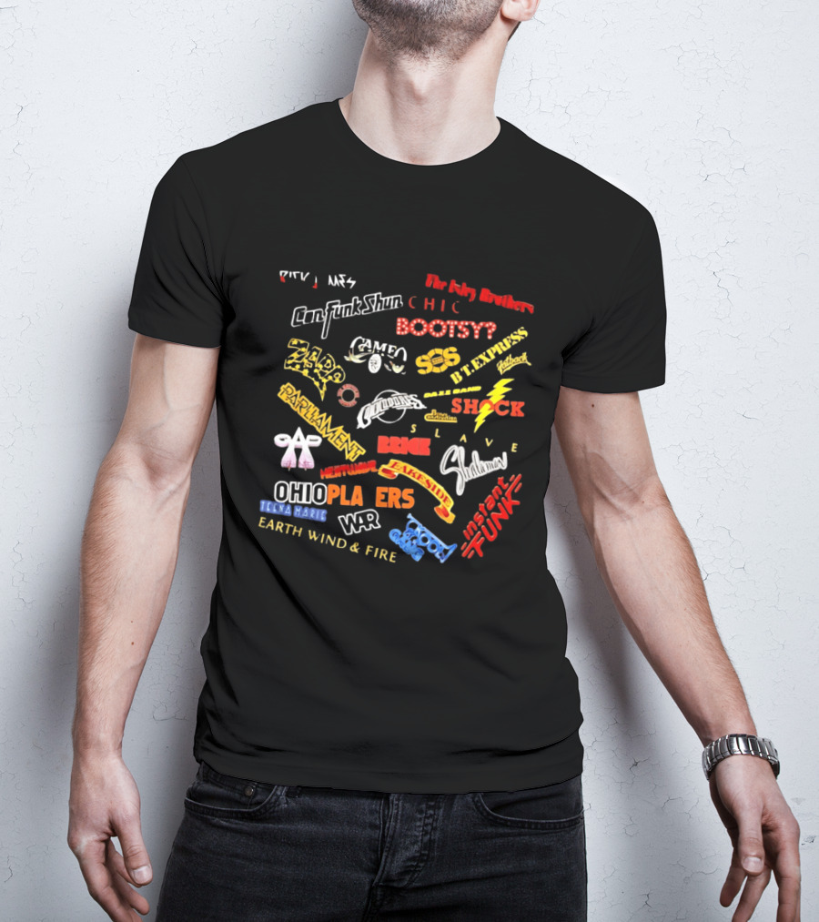 Funk Soul Music Legends R And B Bands Parliament Earth Wind Fire Bootsy Collins Isley Brothers T-Shirt