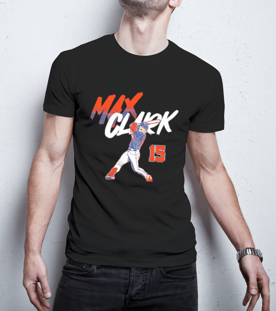 Max Clark Detroit Tigers 15 Baseball Player Hitting Action T-Shirt