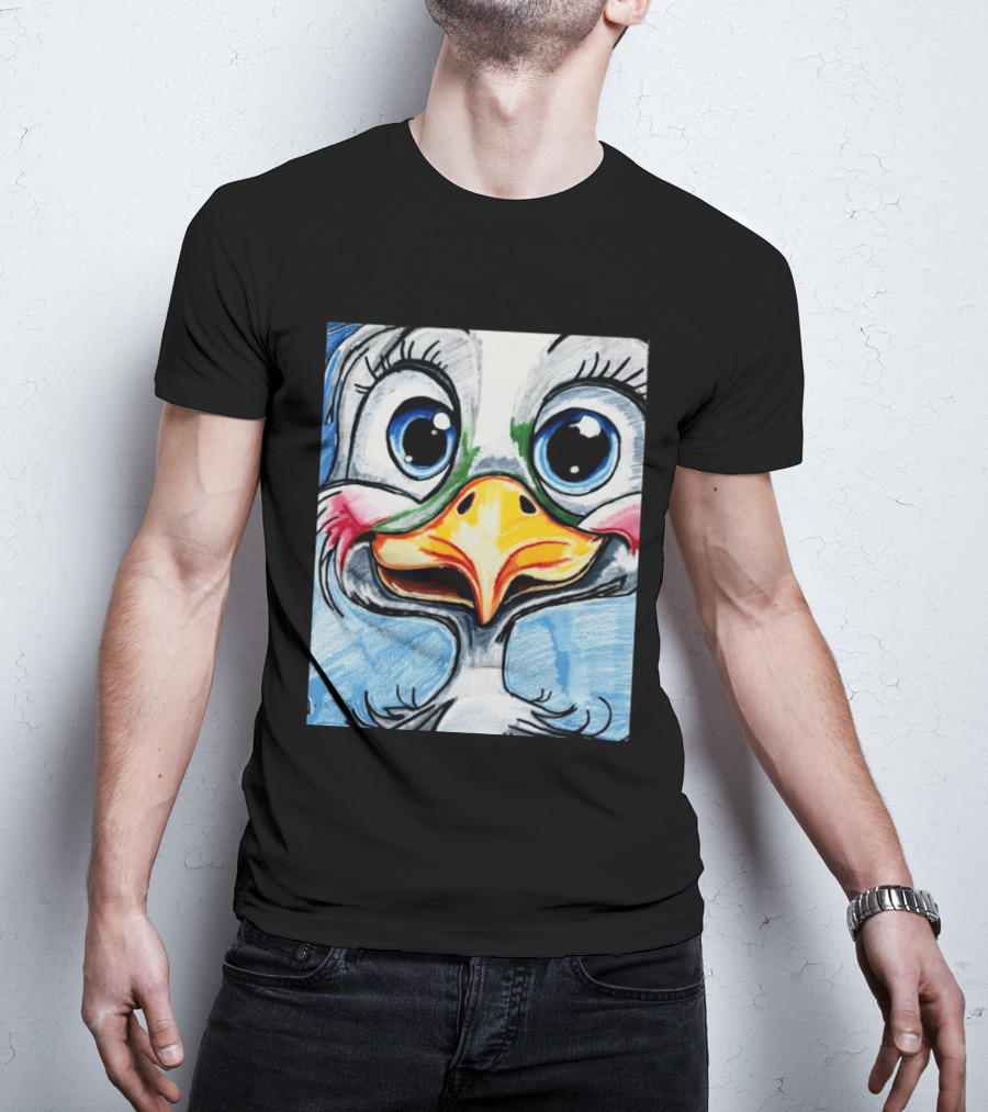 Swoopy The Charming Seagull By Viktor With Big Blue Eyes And Colorful Beak T-Shirt