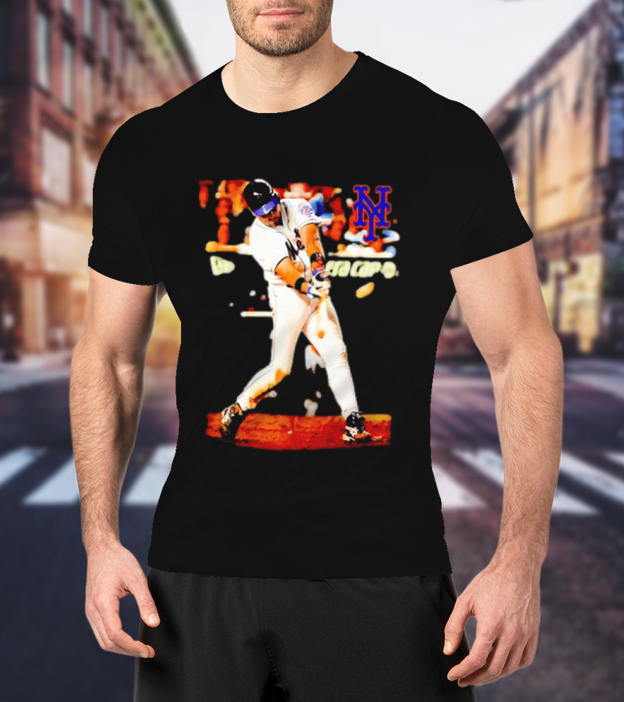 Mike Piazza New York Mets Batting Action MLB Player Swing T-Shirt