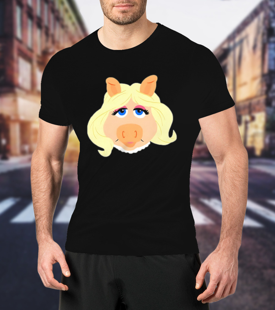 Miss Piggy Iconic Jim Henson's Muppets Character Blonde Hair Blue Eyes T-Shirt