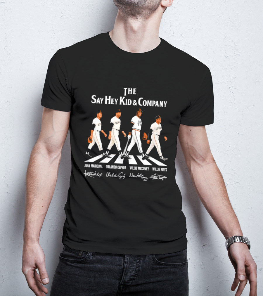 The Say Hey Kid & Company San Francisco Giants Legends Juan Marichal Orlando Cepeda Willie McCovey Willie Mays T-Shirt