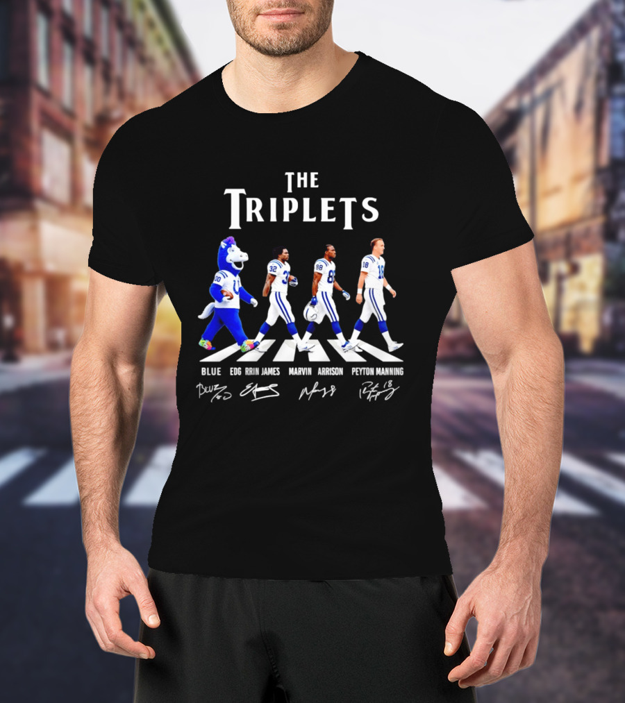 The Triplets Blue Edgerrin James Marvin Harrison Peyton Manning Indianapolis Colts T-Shirt