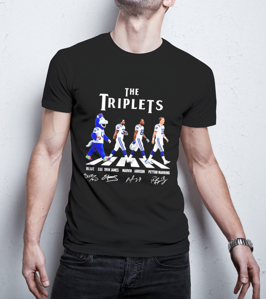 The Triplets Blue Edgerrin James Marvin Harrison Peyton Manning Indianapolis Colts T-Shirt