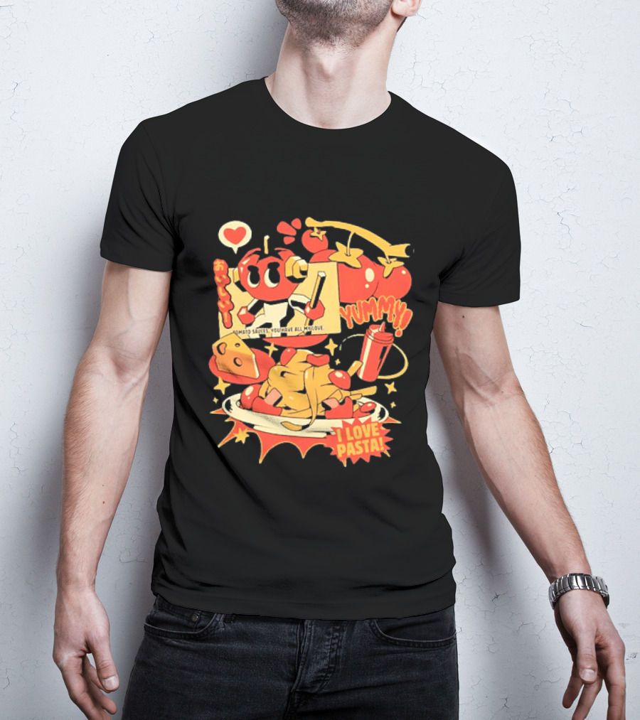 Tomato Sauces Yummy I Love Pasta With Cheese And Heart T-Shirt
