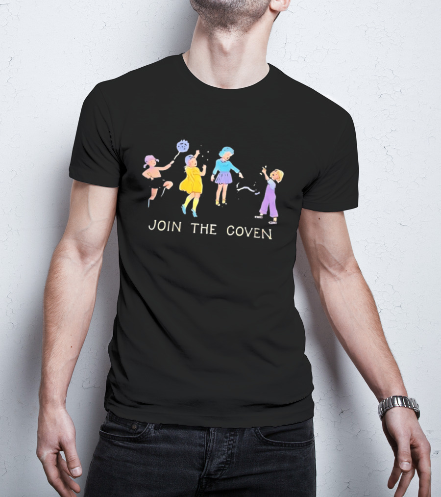 Join The Coven Witchcraft Magic Witches Kids Playful Scene T-Shirt