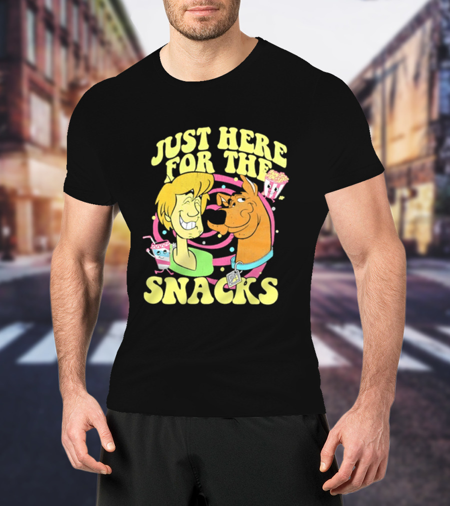 Scooby Doo Shaggy Just Here For The Snacks Popcorn Fun T-Shirt