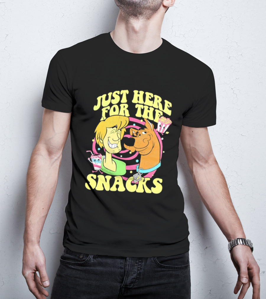 Scooby Doo Shaggy Just Here For The Snacks Popcorn Fun T-Shirt