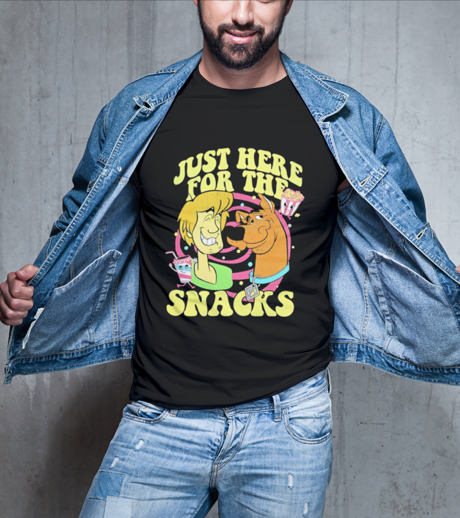 Scooby Doo Shaggy Just Here For The Snacks Popcorn Fun T-Shirt