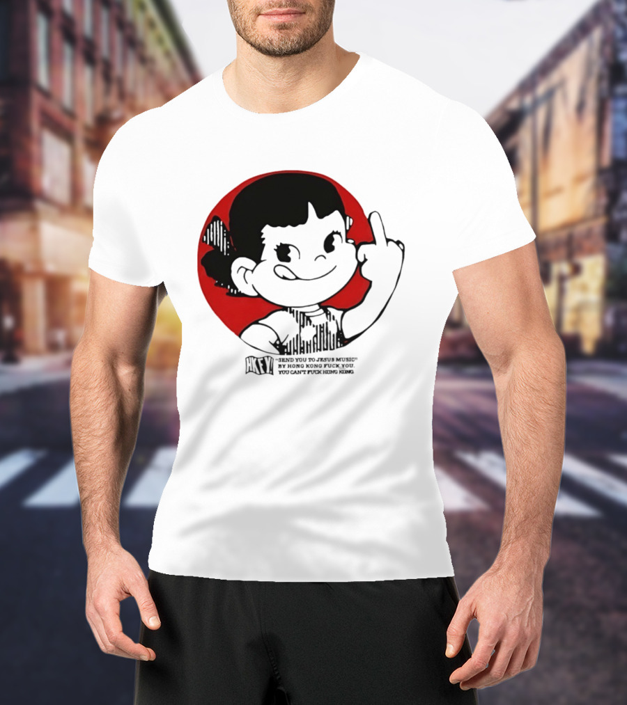 HKFY Send You To Jesus Music By Hong Kong F You Middle Finger Red Circle T-Shirt