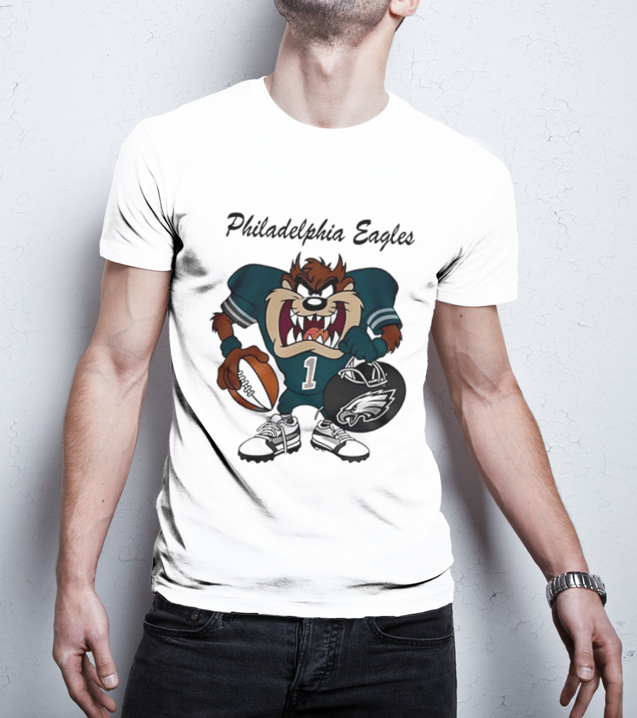 Philadelphia Eagles Taz Tasmanian Devil Football Player Cartoon T-Shirt