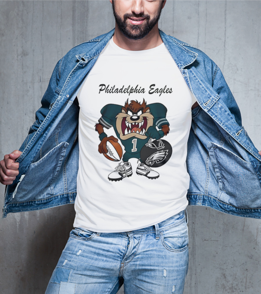Philadelphia Eagles Taz Tasmanian Devil Football Player Cartoon T-Shirt