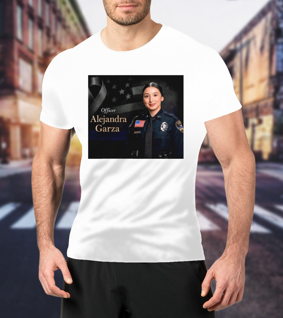 Officer Alejandra Garza Memorial Tribute With Flag And Ribbon T-Shirt