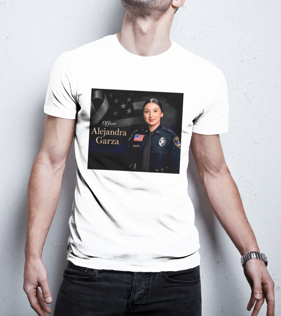 Officer Alejandra Garza Memorial Tribute With Flag And Ribbon T-Shirt