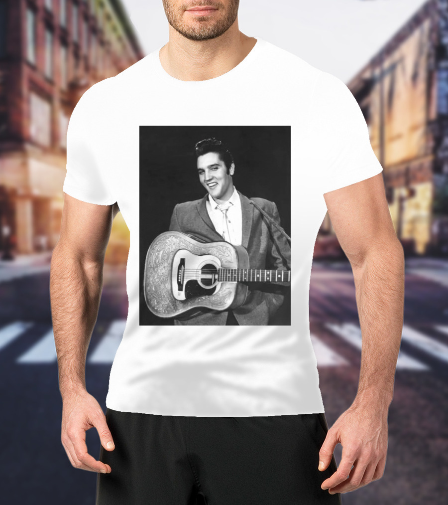 Elvis Presley Rock And Roll Iconic 1956 Style With Guitar T-Shirt