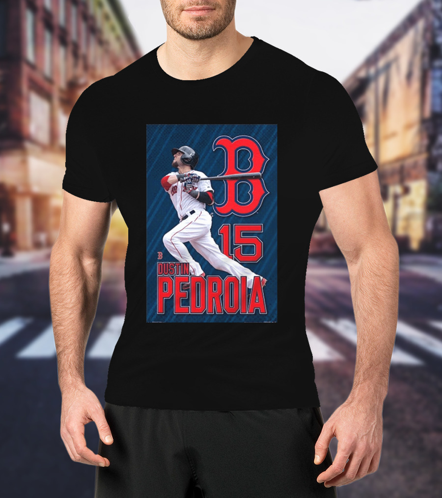 Dustin Pedroia Boston Red Sox 15 MLB Baseball Action T-Shirt