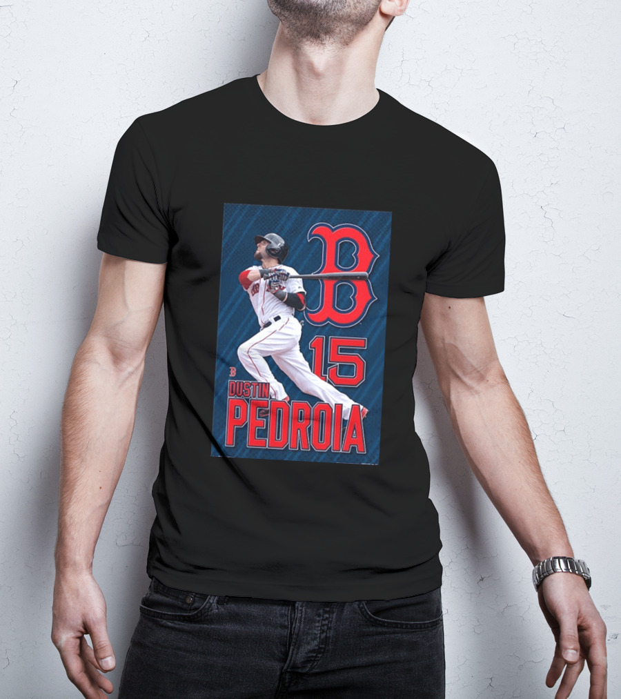 Dustin Pedroia Boston Red Sox 15 MLB Baseball Action T-Shirt