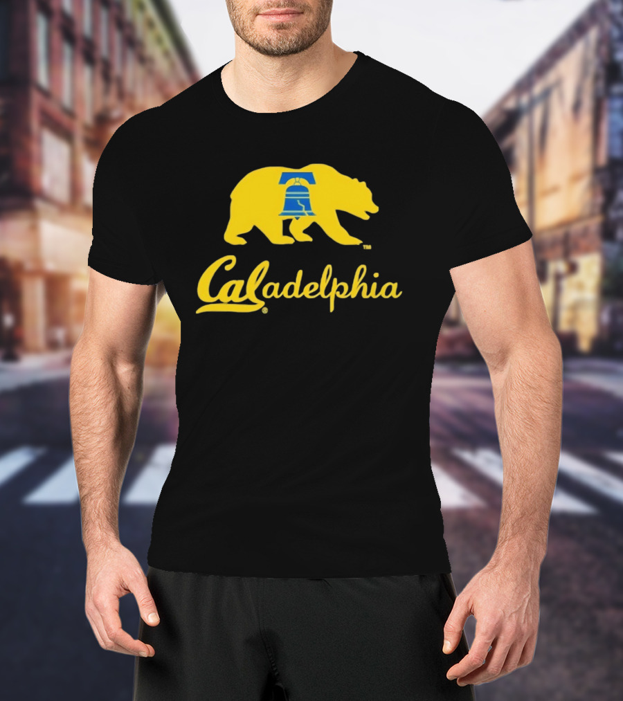 Caladelphia California Bear With Liberty Bell T-Shirt