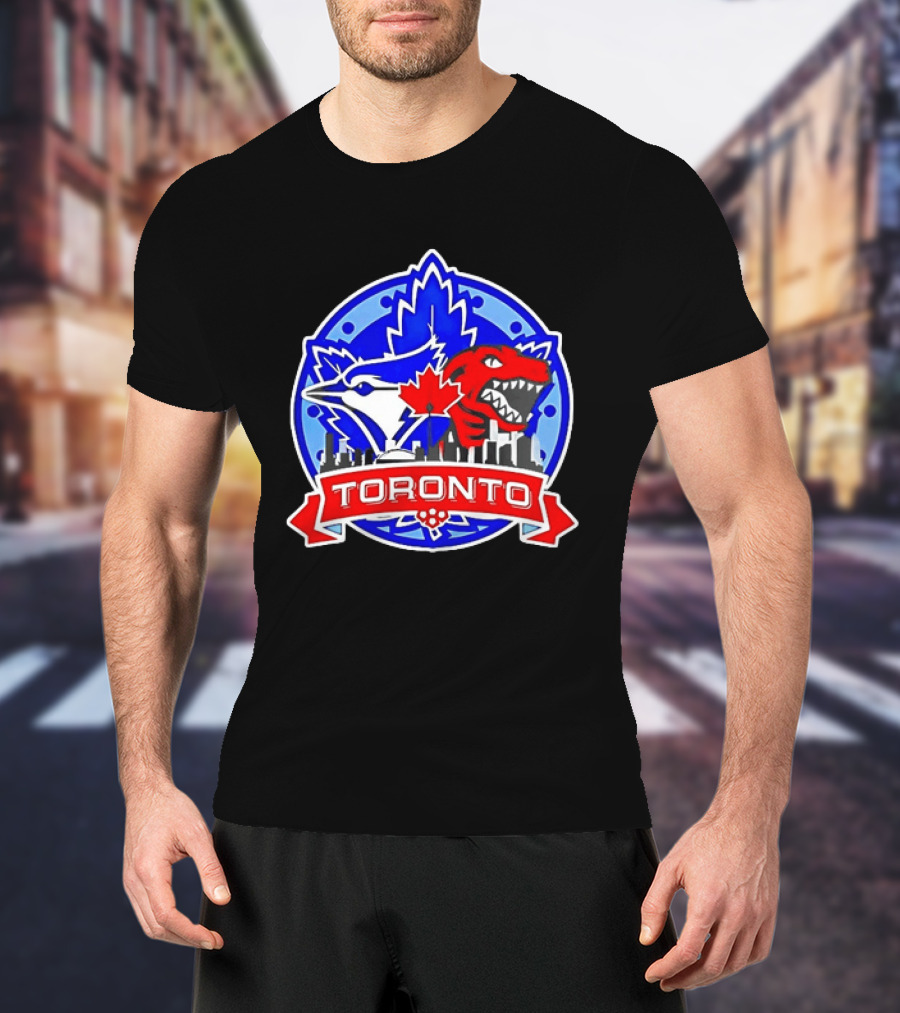 Toronto Raptors Blue Jays City Skyline Canada Leaf T-Shirt