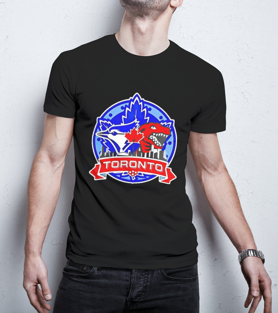 Toronto Raptors Blue Jays City Skyline Canada Leaf T-Shirt