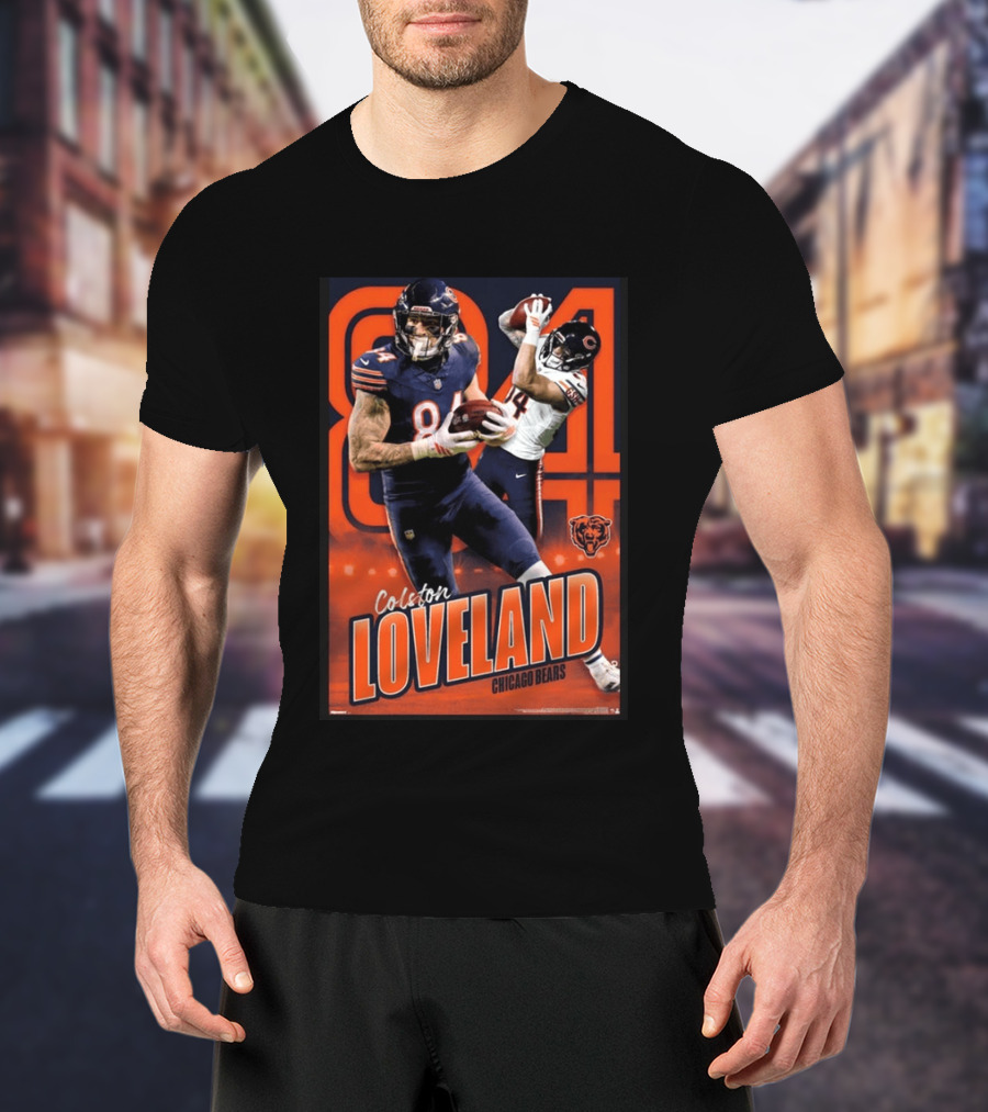 Colston Loveland 84 Chicago Bears Football Action T-Shirt
