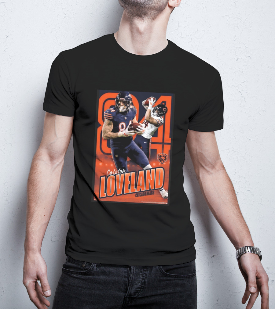 Colston Loveland 84 Chicago Bears Football Action T-Shirt