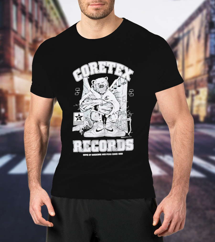 Coretex Records Home Of Hardcore And Punk Bear Illustration Since 1988 T-Shirt