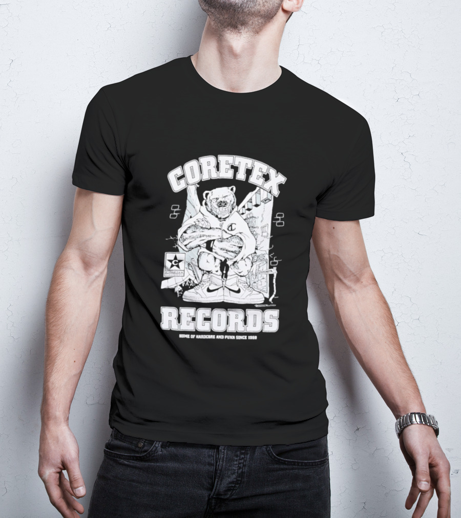 Coretex Records Home Of Hardcore And Punk Bear Illustration Since 1988 T-Shirt