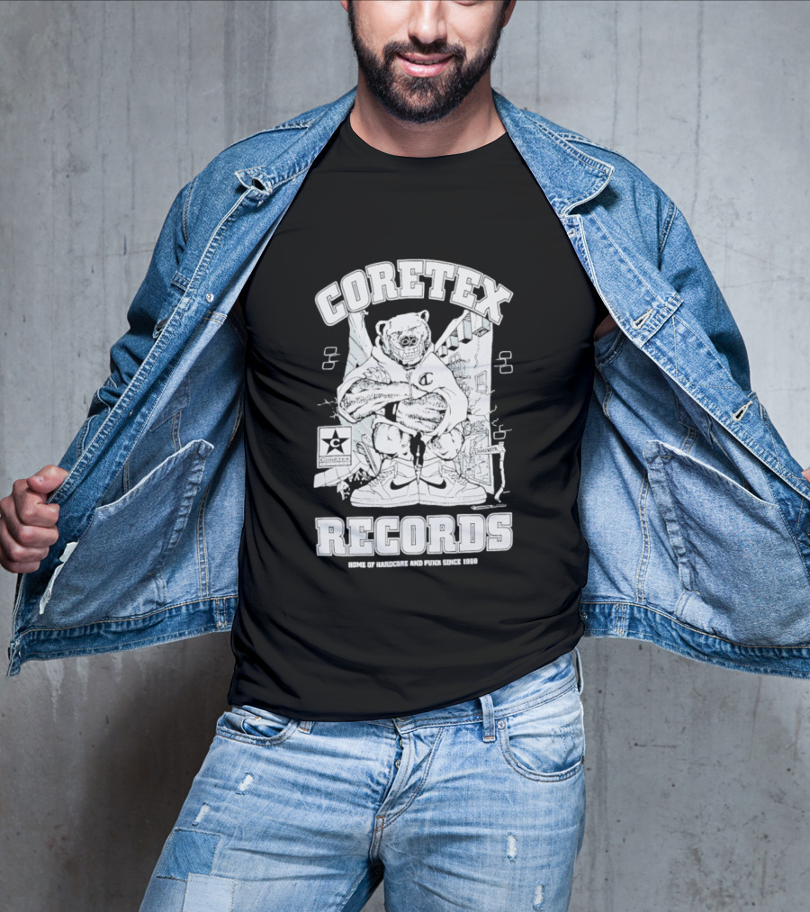 Coretex Records Home Of Hardcore And Punk Bear Illustration Since 1988 T-Shirt