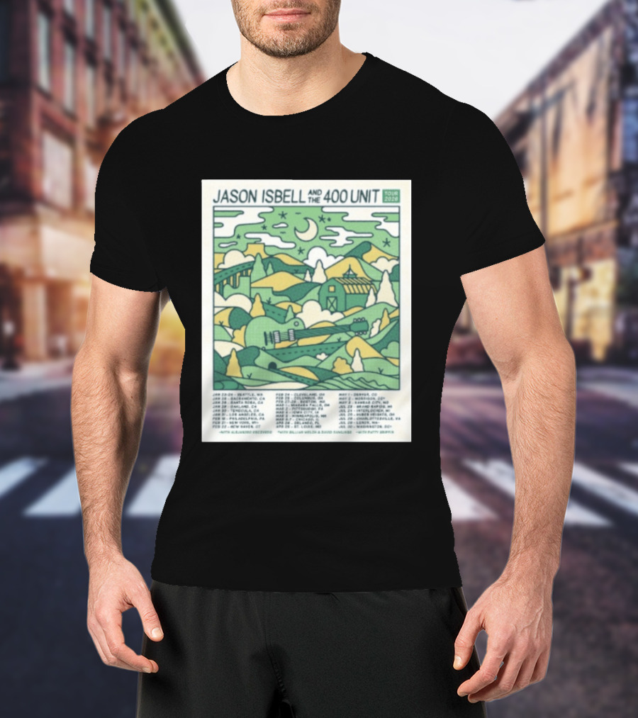 Jason Isbell And The 400 Unit Tour 2026 January 23 24 Seattle Wa Jan 26 Sacramento Ca Nostalgic 2026 Countryside Landscape T-Shirt