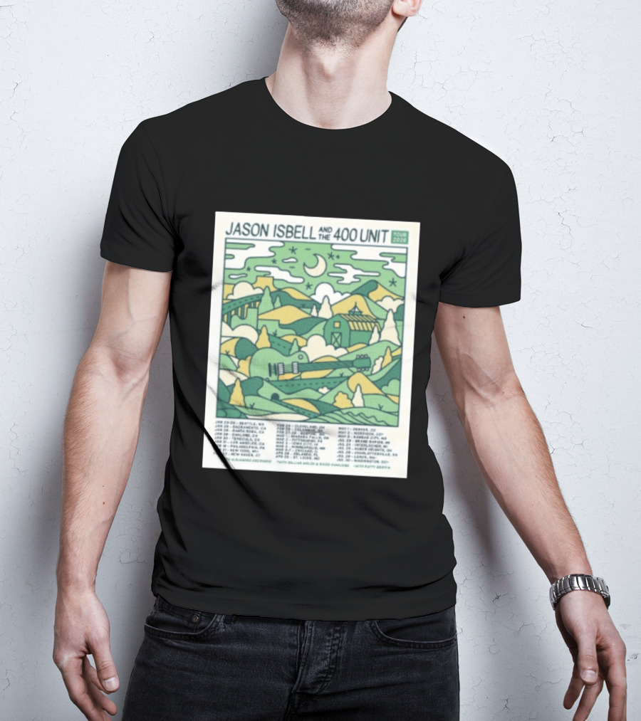 Jason Isbell And The 400 Unit Tour 2026 January 23 24 Seattle Wa Jan 26 Sacramento Ca Nostalgic 2026 Countryside Landscape T-Shirt