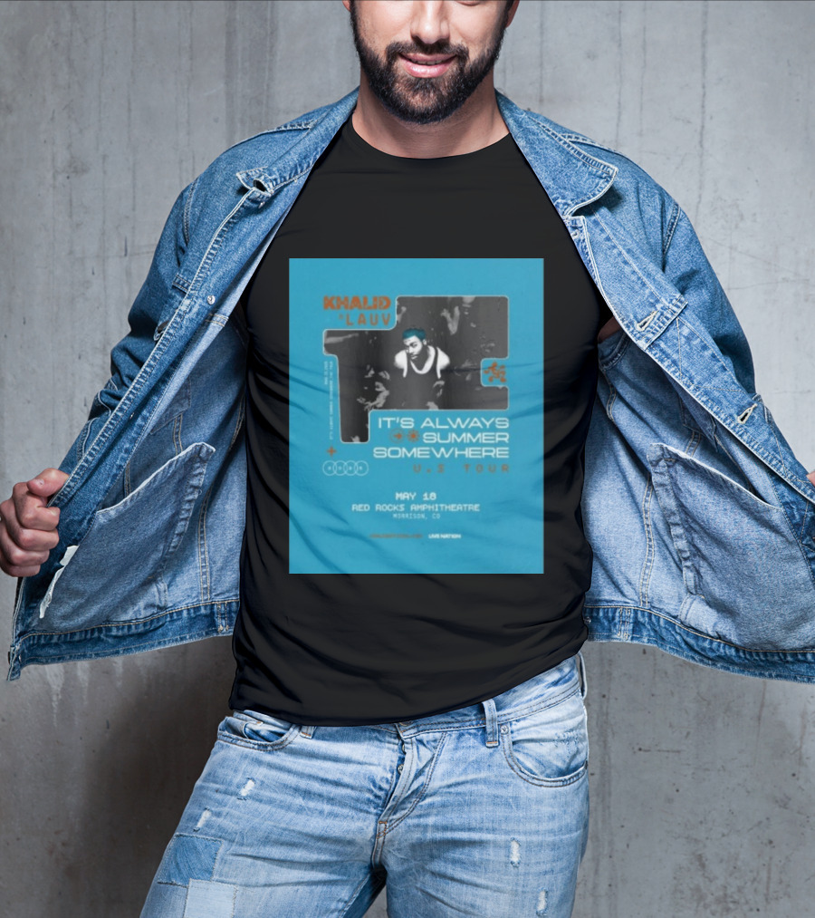 Khalid Lauv It's Always Summer Somewhere US Tour 2026 May 18 Red Rocks Amphitheatre Morrison CO Live Nation T-Shirt