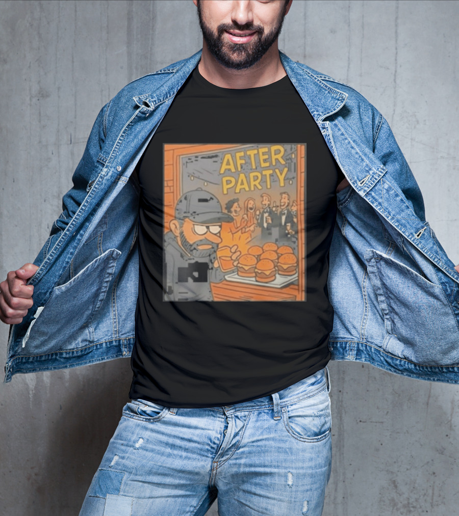 After Party Burger Cartoon With Drink In Hand T-Shirt