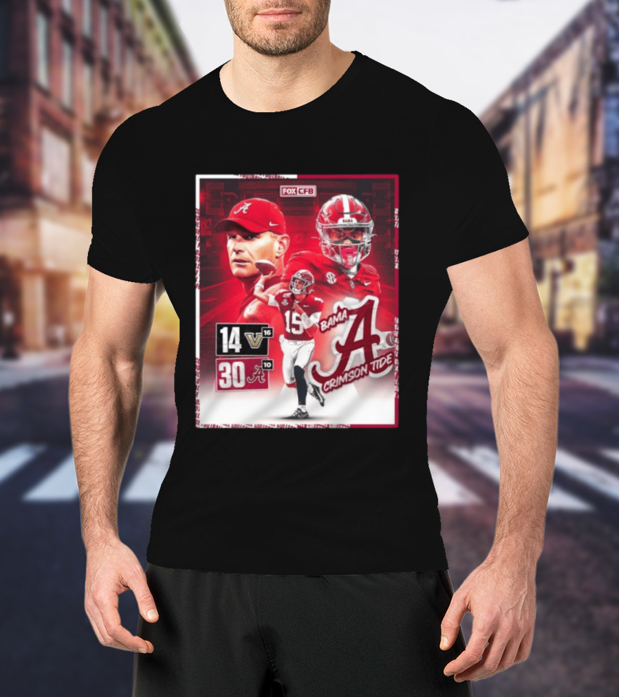 Crimson Tide Triumph Over Vanderbilt 30 14 Featuring Head Coach Kalen DeBoer And Jalen Milroe T-Shirt
