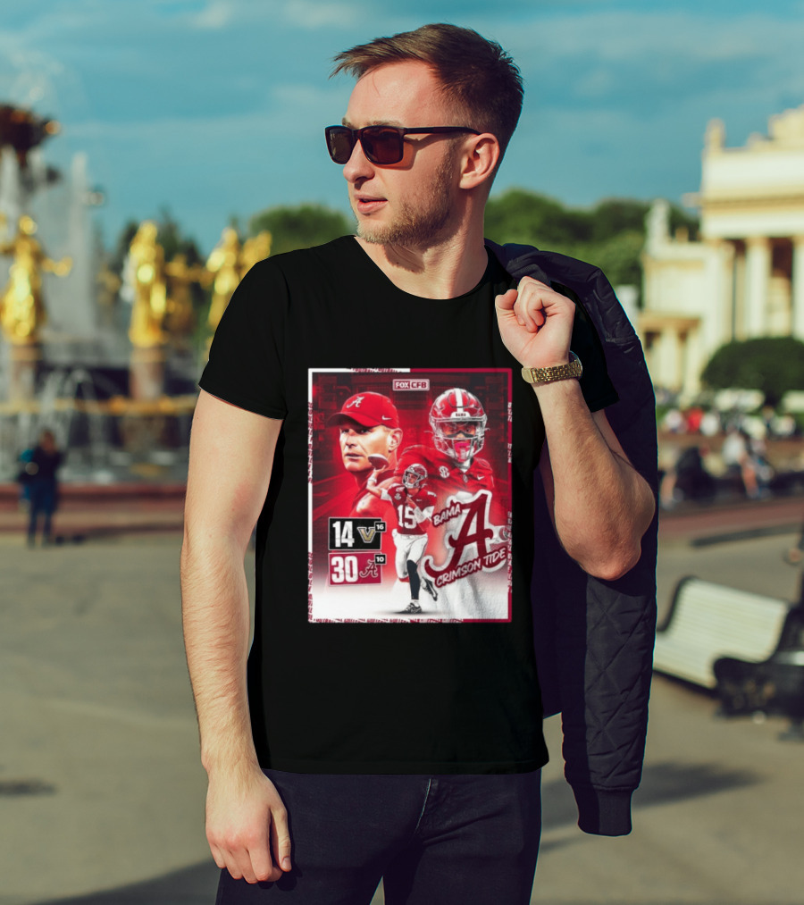 Crimson Tide Triumph Over Vanderbilt 30 14 Featuring Head Coach Kalen DeBoer And Jalen Milroe T-Shirt