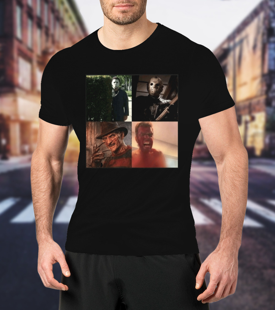 Perez Hilton Icons Horror Movie Legends Freddy Jason Michael Myers T-Shirt