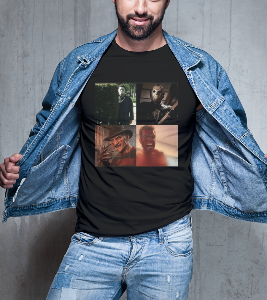 Perez Hilton Icons Horror Movie Legends Freddy Jason Michael Myers T-Shirt