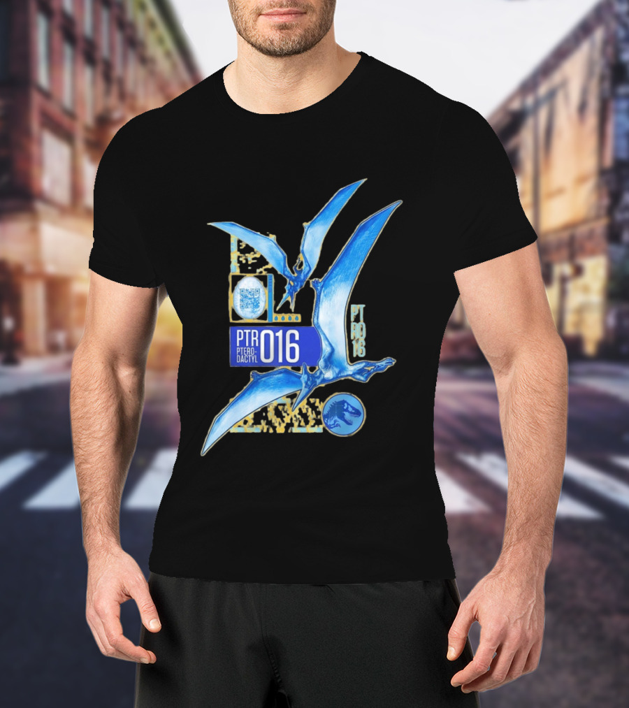 PTR 016 Pterodactyl Dinosaur Prehistoric QR Code Rex T-Shirt