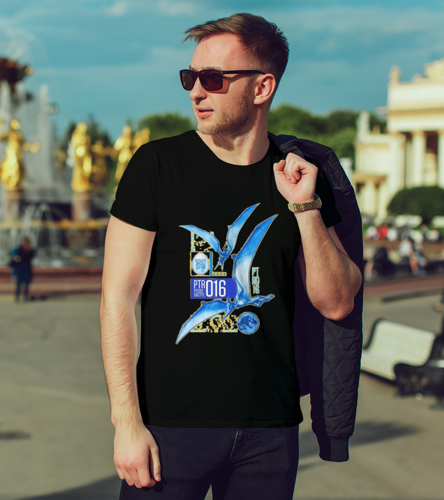 PTR 016 Pterodactyl Dinosaur Prehistoric QR Code Rex T-Shirt