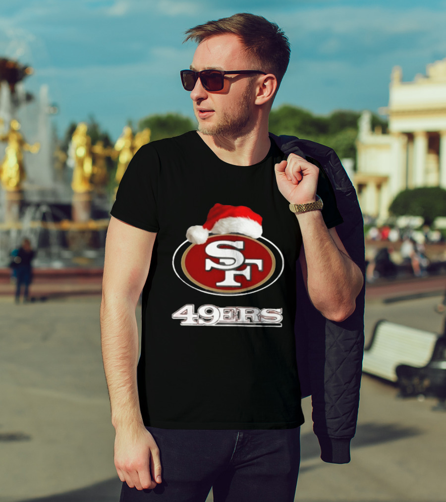 San Francisco 49ers 2025 Santa Hat Christmas Football 49ers T-Shirt