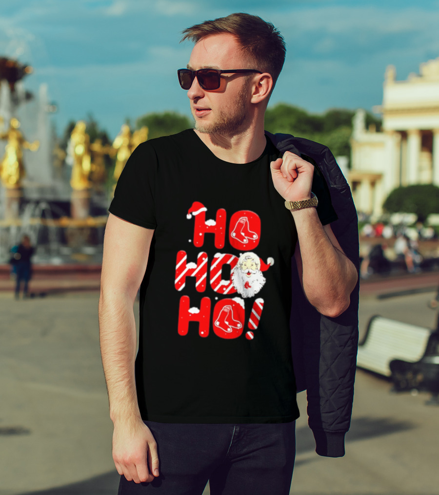 Boston Red Sox Santa Claus Ho Ho Ho Merry Christmas T-Shirt