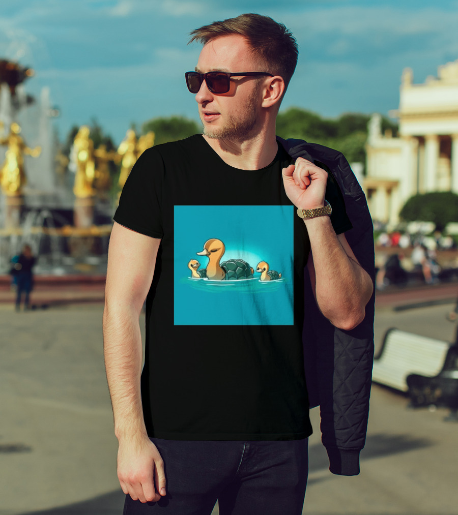 Turtle Ducks Swimming Cute Playful Hybrid Creatures T-Shirt