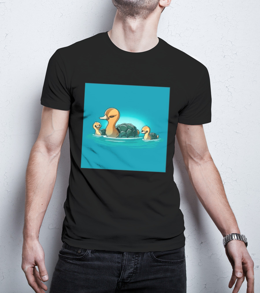 Turtle Ducks Swimming Cute Playful Hybrid Creatures T-Shirt