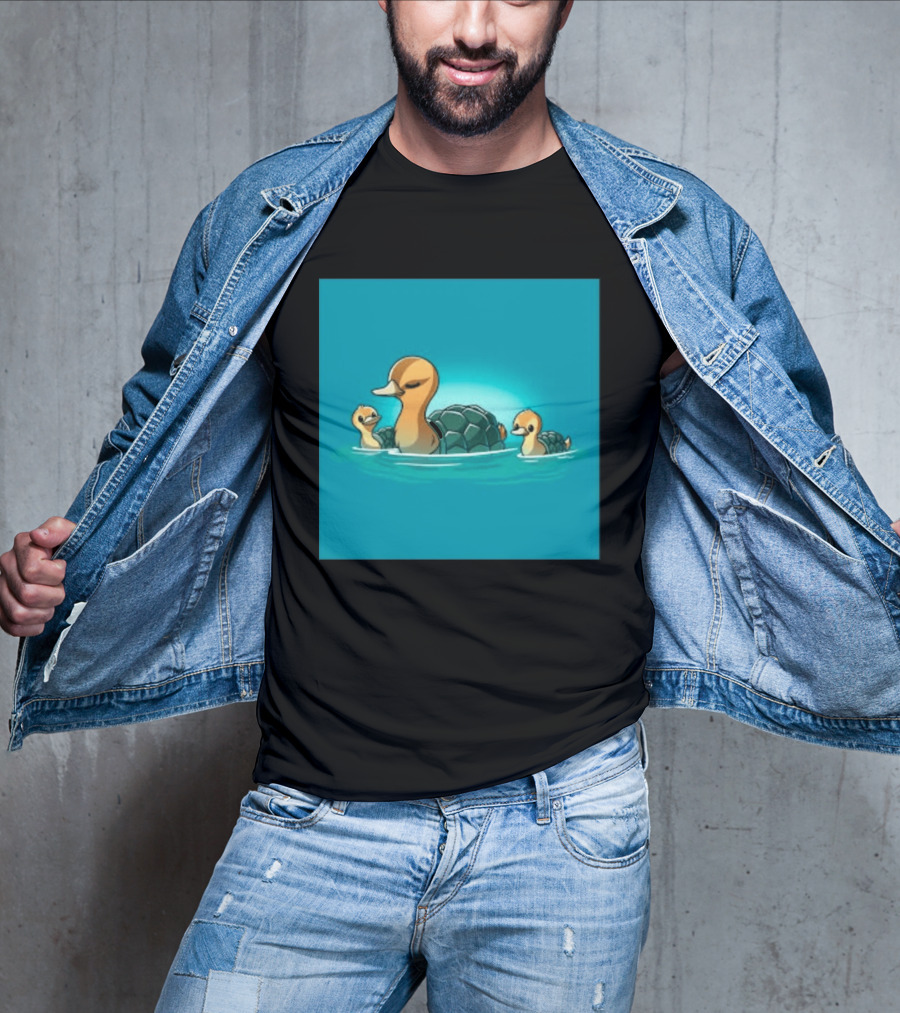 Turtle Ducks Swimming Cute Playful Hybrid Creatures T-Shirt
