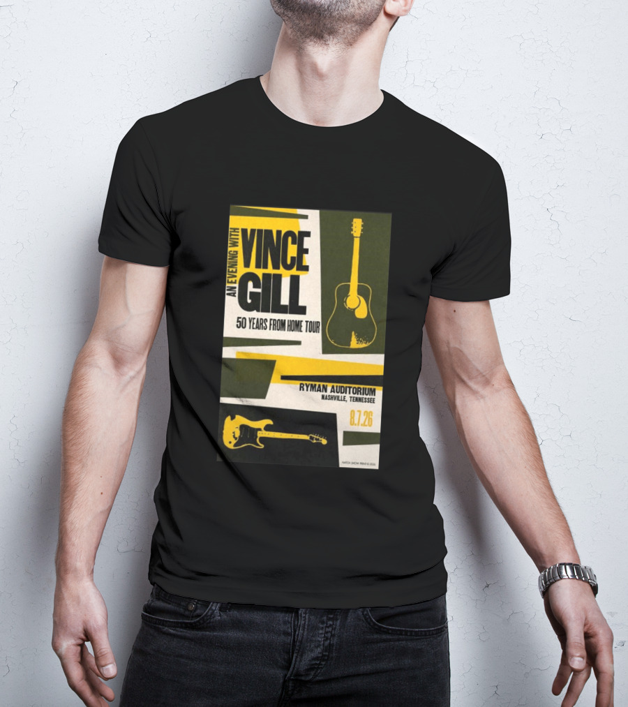 An Evening With Vince Gill 50 Years From Home Tour Ryman Auditorium Nashville August 7 2026 T-Shirt